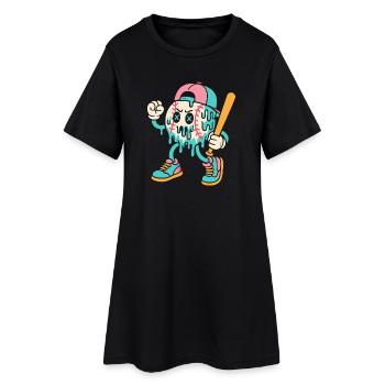 Sweet Treat Tee – Cute Baseball Shirt for Girls - Women’s T-Shirt Dress - black - Front