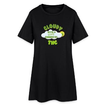 Wolkiges THC-Feier-Design - Frauen T-Shirt-Kleid - Schwarz - Vorne