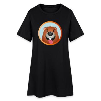 Vilain castor avec la langue qui sort - Robe T-shirt Femme - noir - Devant