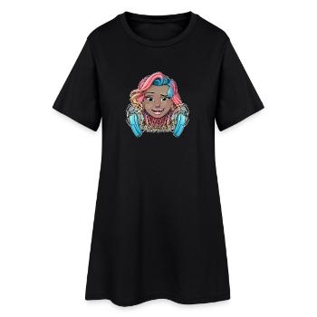 Fille chaude colorée avec des ventilateurs - Robe T-shirt Femme - noir - Devant