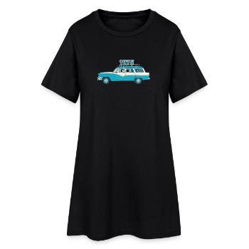 Voiture classique de 1975 avec toit en bois - Robe T-shirt Femme - noir - Devant