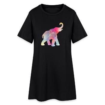 Yoga Holi Festival Inde Éléphant coloré om - Robe T-shirt Femme - noir - Devant