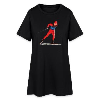 Ski de fond - Robe T-shirt Femme - noir - Devant