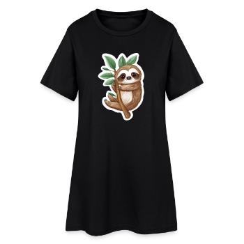 Faultier - Frauen T-Shirt-Kleid - Schwarz - Vorne