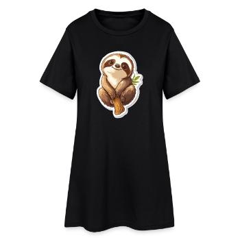 Faultier - Frauen T-Shirt-Kleid - Schwarz - Vorne