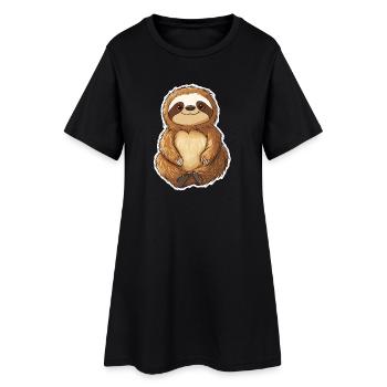 Faultier - Frauen T-Shirt-Kleid - Schwarz - Vorne