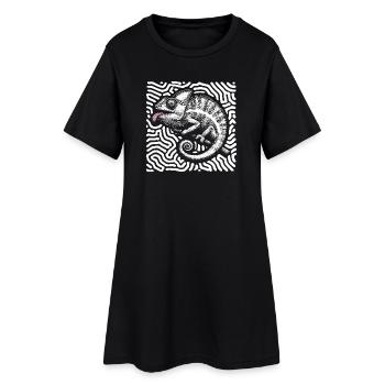 Caméléon art tribal pastel - Robe T-shirt Femme - noir - Devant