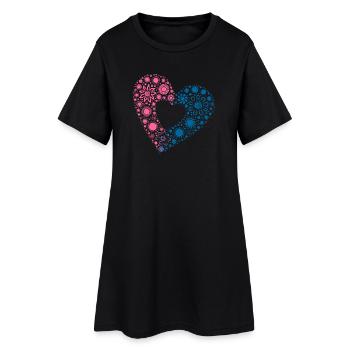Yin & Yang Love – Colorful Sunflower Heart - Women’s T-Shirt Dress - black - Front