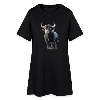 Stier Bulle Ochse Rind Bauernhof Kuh Taurus Bullen - Frauen T-Shirt-Kleid - Schwarz - Vorne