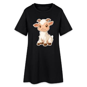 Chèvre - Robe T-shirt Femme - noir - Devant
