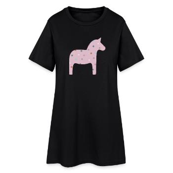 Dala Cheval Pois Pois Décoration Scandinave - Robe T-shirt Femme - noir - Devant