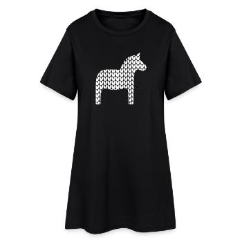 Dalapferd Strickmuster cozy Hygge Pferd skandi - Frauen T-Shirt-Kleid - Schwarz - Vorne