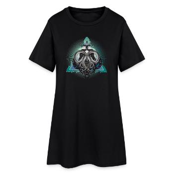 Symbole mystique du serpent avec des étoiles dans le triangle - Robe T-shirt Femme - noir - Devant