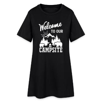 Mountain Nature Campfire Scene - Women’s T-Shirt Dress - black - Front