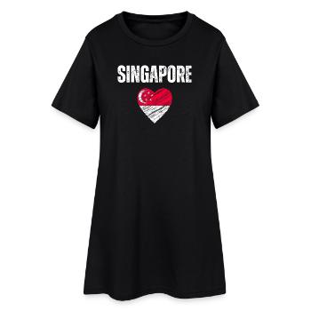 Ich liebe Singapur, die Flagge Singapurs - Frauen T-Shirt-Kleid - Schwarz - Vorne