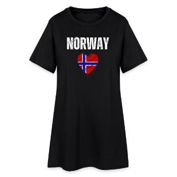 J’aime la Norvège, drapeau de la Norvège - Robe T-shirt Femme - noir - Devant