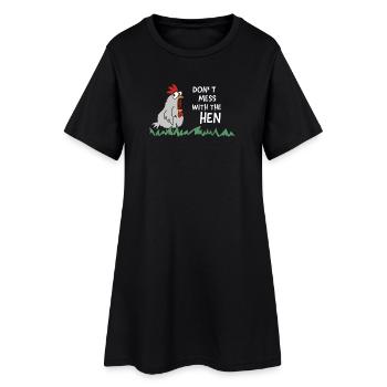 Ne plaisantez pas avec la poule - Robe T-shirt Femme - noir - Devant