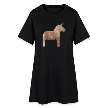 Dala Horse Wood Suède Traditionnel Scandinave - Robe T-shirt Femme - noir - Devant
