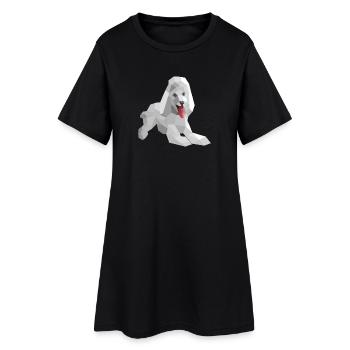 Eleganter Low-Poly-Pudel - Frauen T-Shirt-Kleid - Schwarz - Vorne