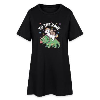 To The Rave EDM Unicorn Sloth Riding Dinosaur - Women’s T-Shirt Dress - black - Front