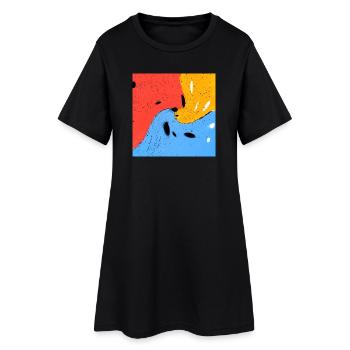 Verrückte Farben - Frauen T-Shirt-Kleid - Schwarz - Vorne