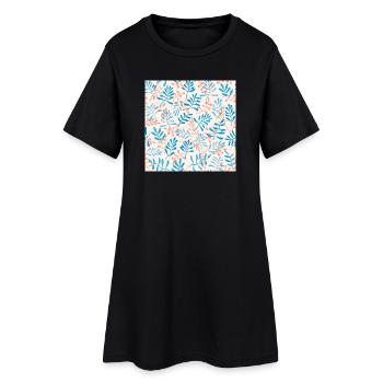 Conception de branches bleues et corail - Robe T-shirt Femme - noir - Devant