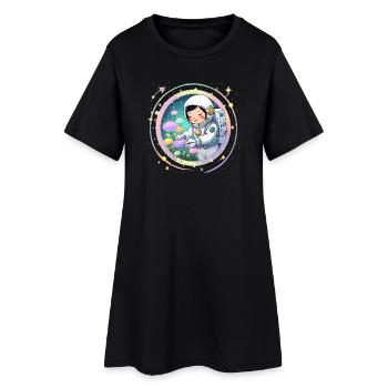 Fille astronaute avec des champignons - Conception spatiale mignonne - Robe T-shirt Femme - noir - Devant