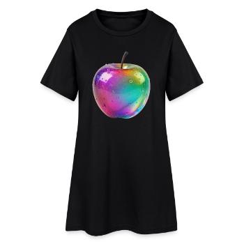 Regenbogen Apfel Ästhetik Design - Frauen T-Shirt-Kleid - Schwarz - Vorne