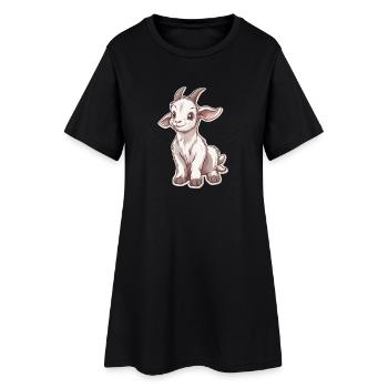 Chèvre - Robe T-shirt Femme - noir - Devant