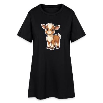 Chèvre - Robe T-shirt Femme - noir - Devant
