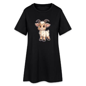 Chèvre - Robe T-shirt Femme - noir - Devant