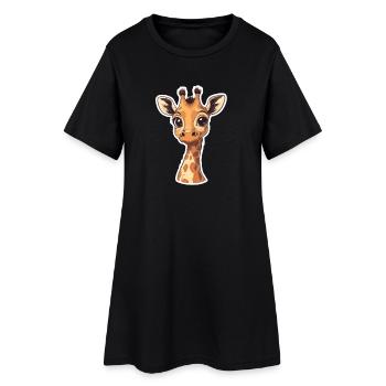 Giraffe - Frauen T-Shirt-Kleid - Schwarz - Vorne