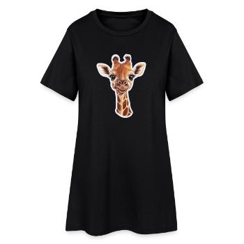 Giraffe - Frauen T-Shirt-Kleid - Schwarz - Vorne