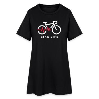 Illustration de battement de cœur de la vie à vélo - Robe T-shirt Femme - noir - Devant