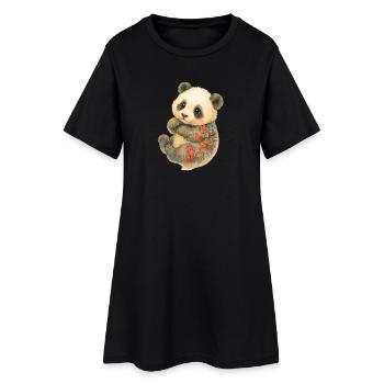 Yakuza Panda – Ruhiges Tinted Cub - Frauen T-Shirt-Kleid - Schwarz - Vorne