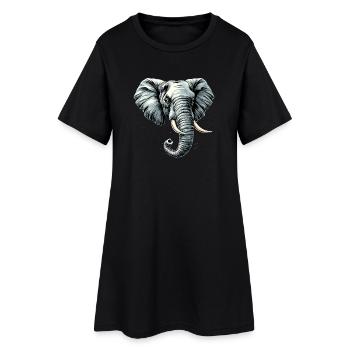 Elephant Trunk Africa Safari Wilderness Elephant - Women’s T-Shirt Dress - black - Front