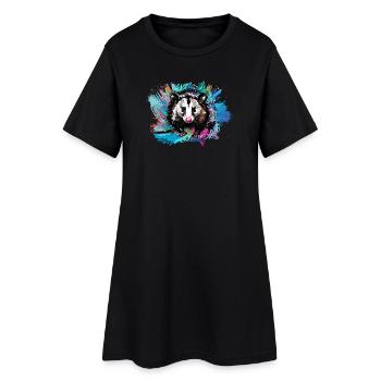 opossum, ilustration, opossum, coloré, graffiti - Robe T-shirt Femme - noir - Devant