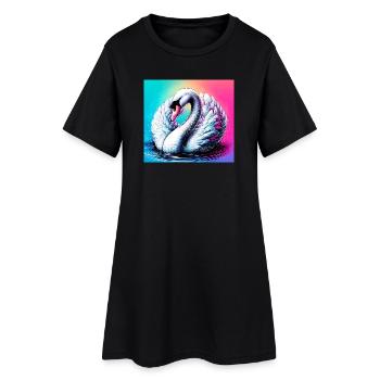 cygne - Robe T-shirt Femme - noir - Devant