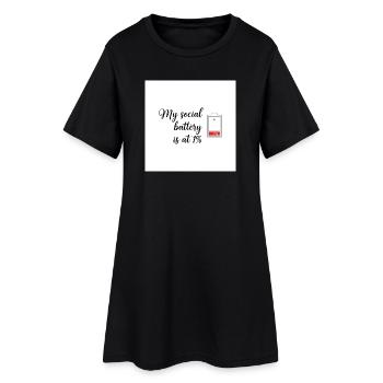 Social Battery à 1 pour cent Humour Tee - Robe T-shirt Femme - noir - Devant