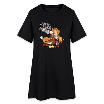 Pause-café – Style rétro et biscuits mignons - Robe T-shirt Femme - noir - Devant