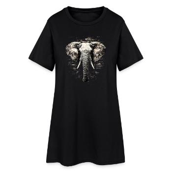 Elephant Trunk Africa Safari Wilderness Elephant - Women’s T-Shirt Dress - black - Front