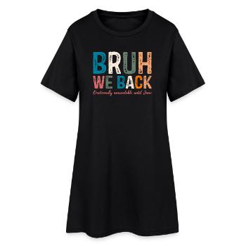 Skurriles, farbenfrohes Typografie-Design - Frauen T-Shirt-Kleid - Schwarz - Vorne