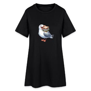 Mer du Nord Mer Baltique Mouette Mouettes Hareng maritime - Robe T-shirt Femme - noir - Devant