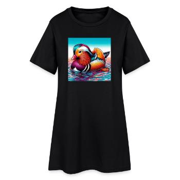 Canard mandarin - Robe T-shirt Femme - noir - Devant