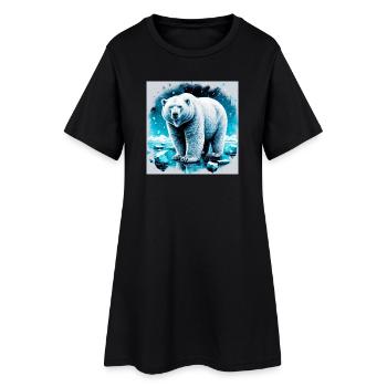 ours blanc - Robe T-shirt Femme - noir - Devant