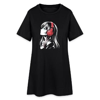 Fille d’anime avec conception de casque - Robe T-shirt Femme - noir - Devant
