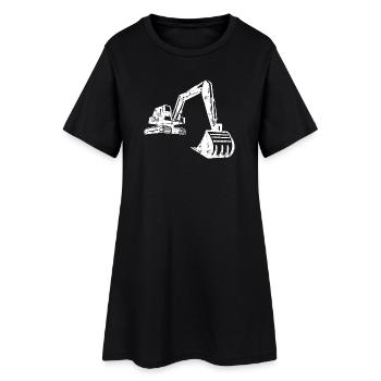 Excavator Silhouette Construction Worker Grunge Design - Women’s T-Shirt Dress - black - Front