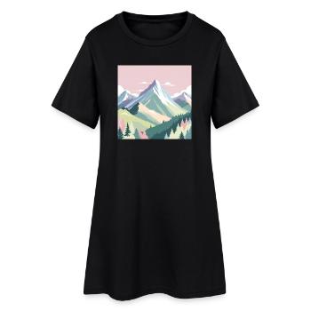 Paysage de montagne abstrait aux couleurs pastel - Robe T-shirt Femme - noir - Devant