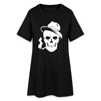 Crâne vintage avec Fedora et fumée - Robe T-shirt Femme - noir - Devant