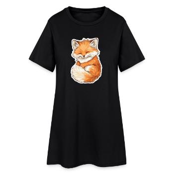 Fuchs - Frauen T-Shirt-Kleid - Schwarz - Vorne